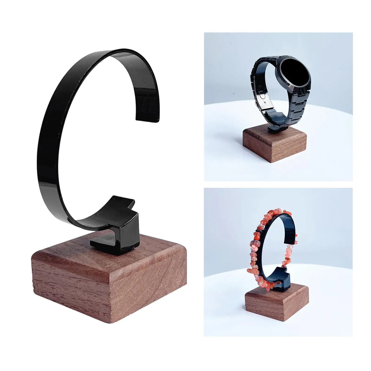 C-Shaped Multifunctional Watch Display Stand, Sales Counter Tool Storage, Exhibition Booth, Black Bracelets, Chains