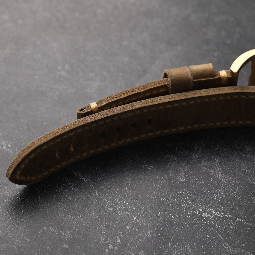 Handmade Cowhide Leather Watch Strap, Top Layer, 20 22 24 26MM, Bronze Buckle, Retro Style, Thick Pure Copper Watch Accessories