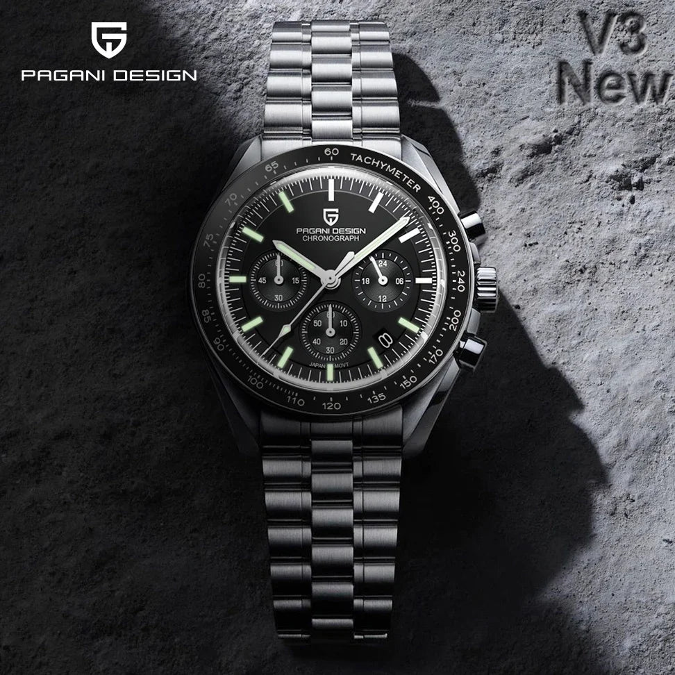 Orologio da uomo 40mm Cronografo al quarzo - PAGANI DESIGN Date AR Sapphire Sport