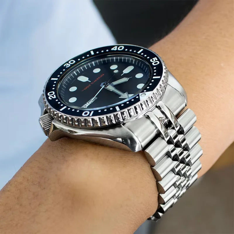 22mm Super adapté pour Seiko Nh35 Skx007 jubilé brossé 316L solide en acier inoxydable extrémité incurvée Skx 007 Bracelet de montre