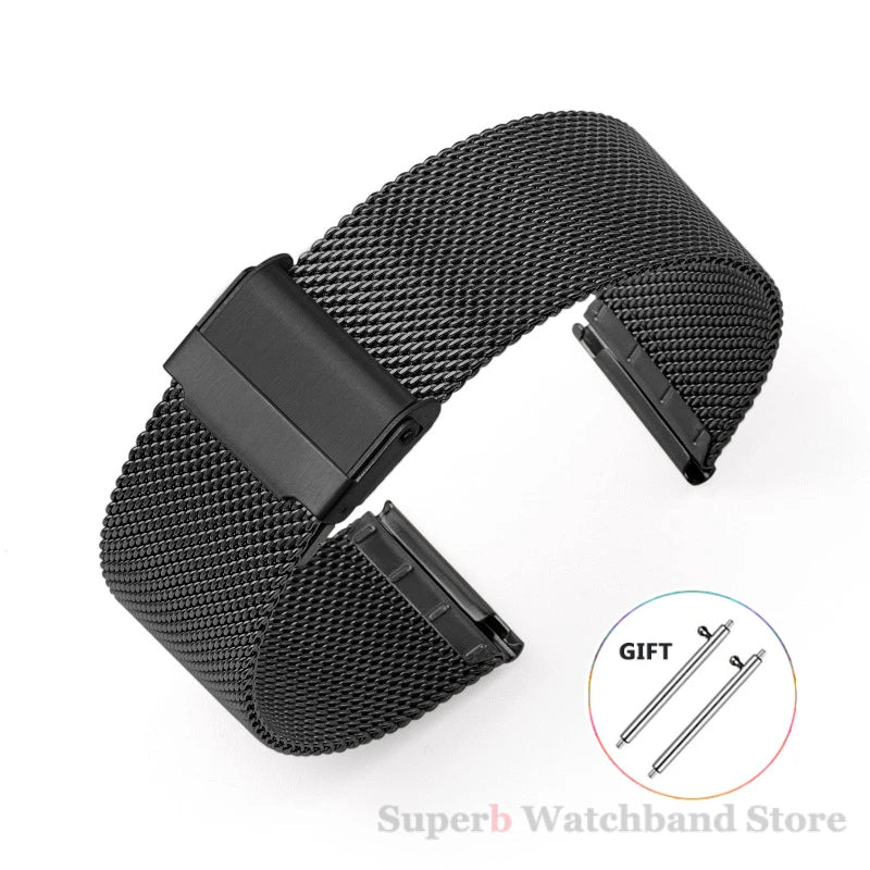 Bracelet milanais universel à dégagement rapide, 18mm, 20mm, 22mm, 12mm, 14mm, 16mm, 17mm, 19mm, 21mm, 24mm, maille 0.6, acier inoxydable