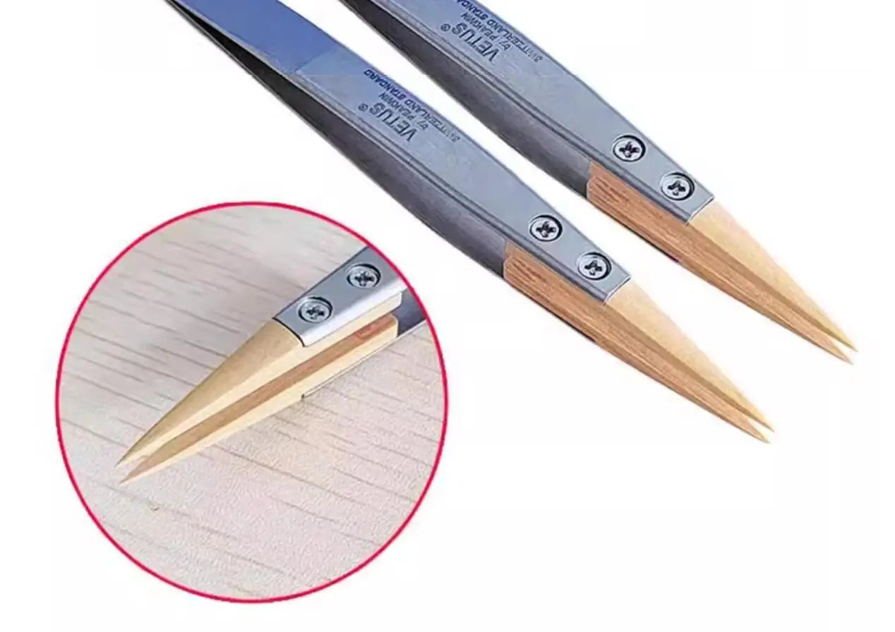 Pincettes pointues en buis, outils d'horlogerie, pincettes en bois poli à la main, pincettes antimagnétiques de précision, ne fait pas mal aux pièces de montre