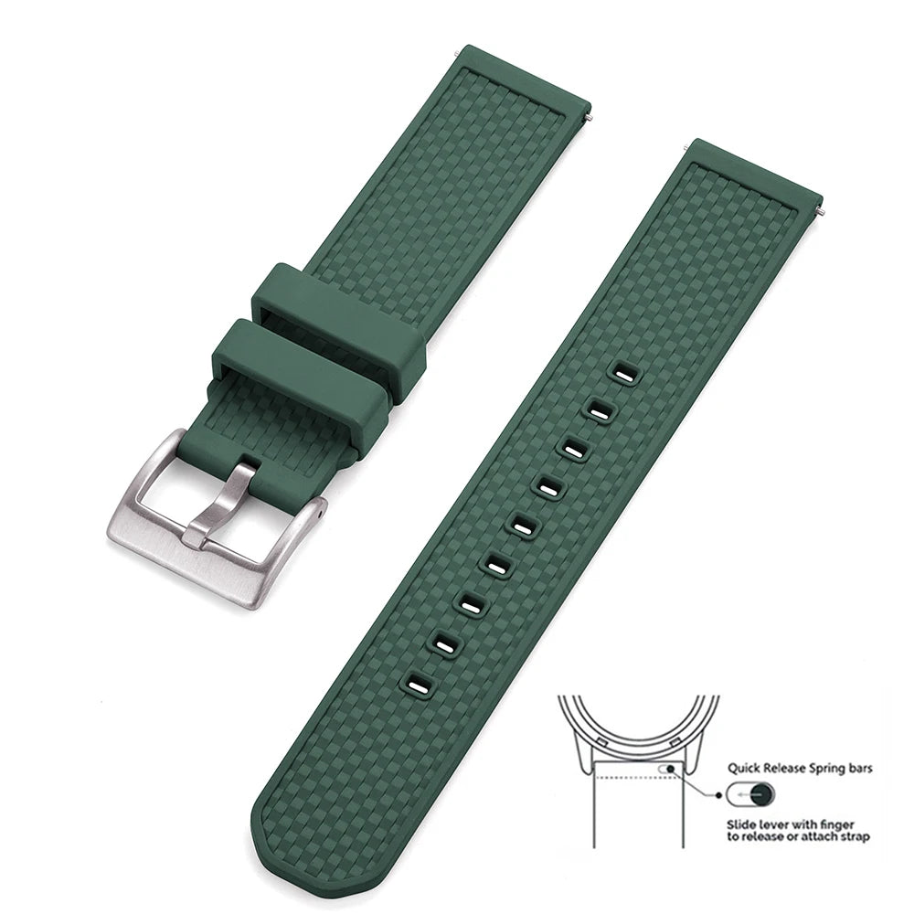 Premium Quality 18mm 20mm 22mm FPM/FKM Watch Strap, New Design Quick Release Fluoro Rubber Watchbands for Every Smartwatch Brand