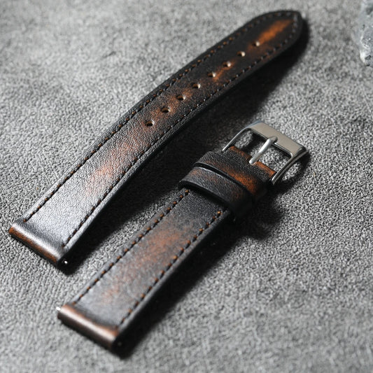 Bracelet de montre vintage brossé italien fait à la main 18 19 20 22MM Bracelet vintage pour hommes, bracelet souple pour dégagement rapide, cuir haut de gamme