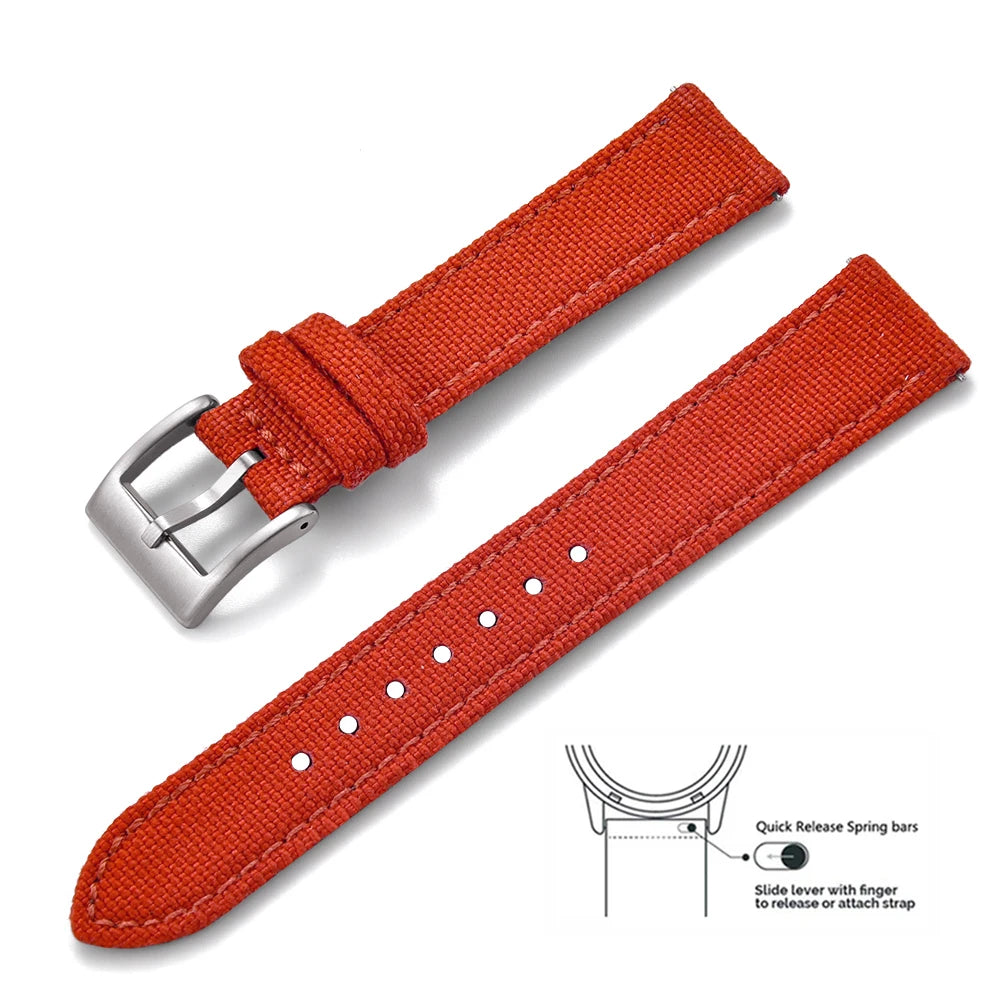 Bracelets en toile et Nylon en cuir, 18mm, 20mm, 22mm, à dégagement rapide, en tissu Vintage, pour montres Huawei Samsung