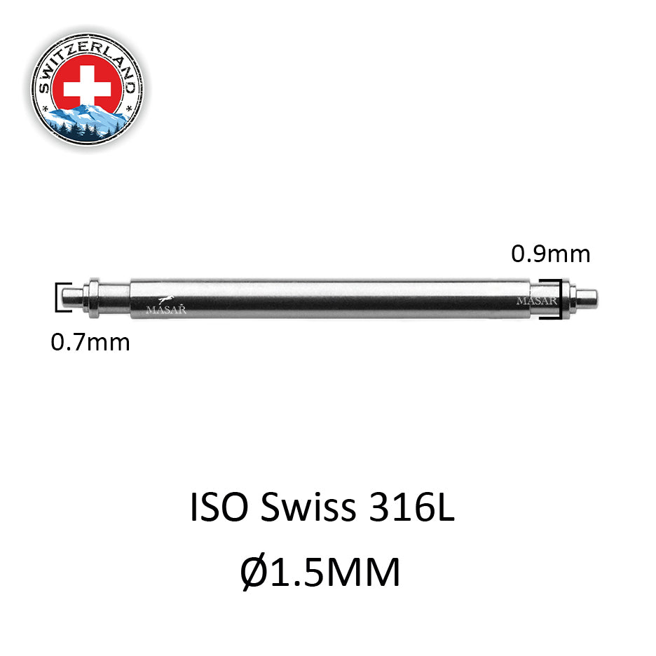 Masar 6mm a 28mm XTS Ø 1,5mm - Pasadores para correa de reloj - Acero inoxidable 316L - 0,7mm - Swiss Made - 2 uds