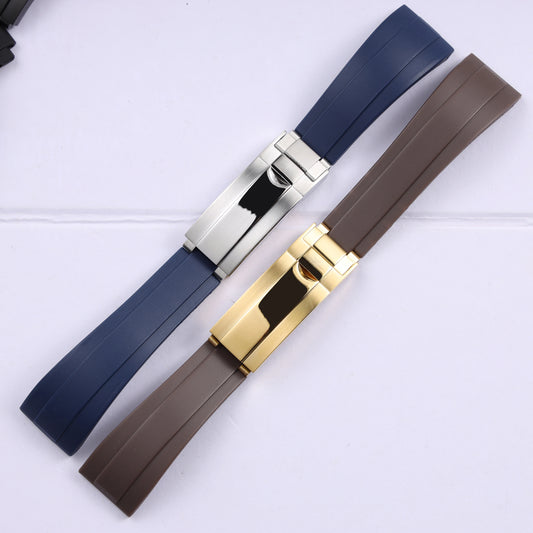 Black, Blue, Red Rubber Watch Strap, 20mm, 21mm, for Rolex Submariner Daytona GMT, Silicone Band with Glide Lock Deployment Clasp