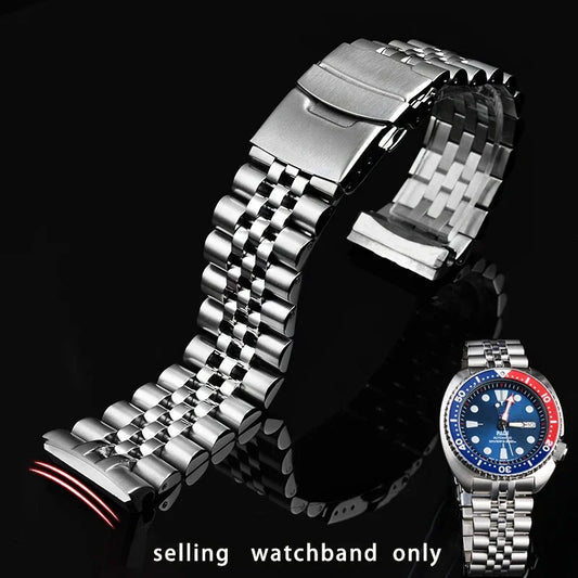 精钢实心表带,适用于精工(Seiko)鲍鱼龟系列腕表(SRPA21、SRP777、SRPC25、SRP773),22mm表带
