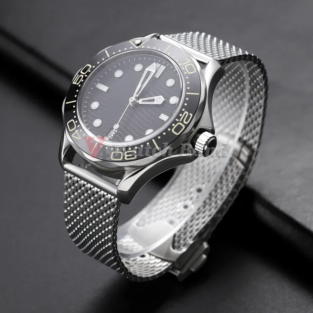 For Omega Seamaster 20mm Stainless Steel Watch Bracelet 20MM for Omega 007 Silver Mesh Bracelet Watch Strap Breathable Flat Design