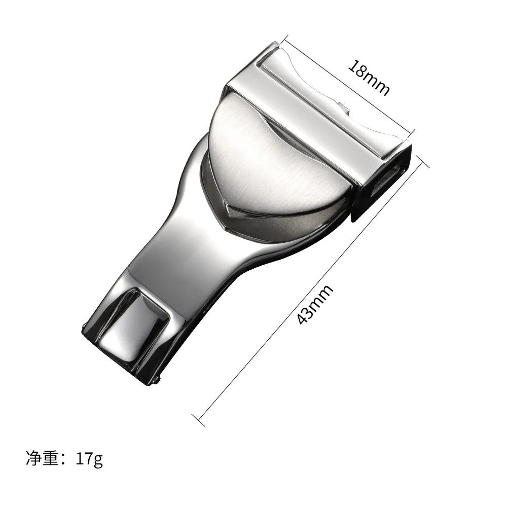 316L不锈钢表扣,18mm表带扣,适用于帝舵的高品质金属按钮,银色折叠扣配件