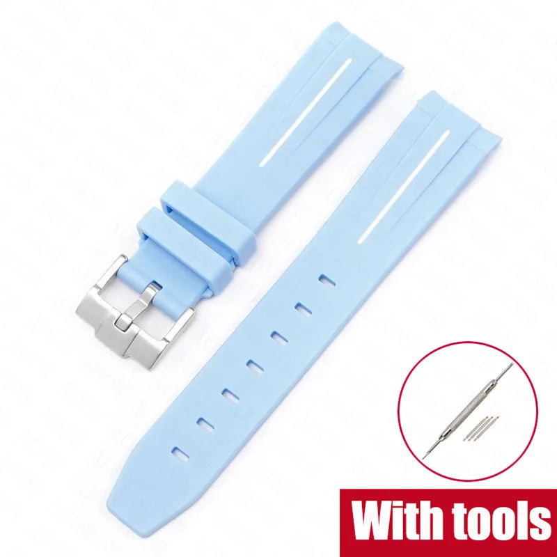 Curved End Rubber Strap for MoonSwatch, 20mm, for Men and Women, Waterproof Sport Watch Band