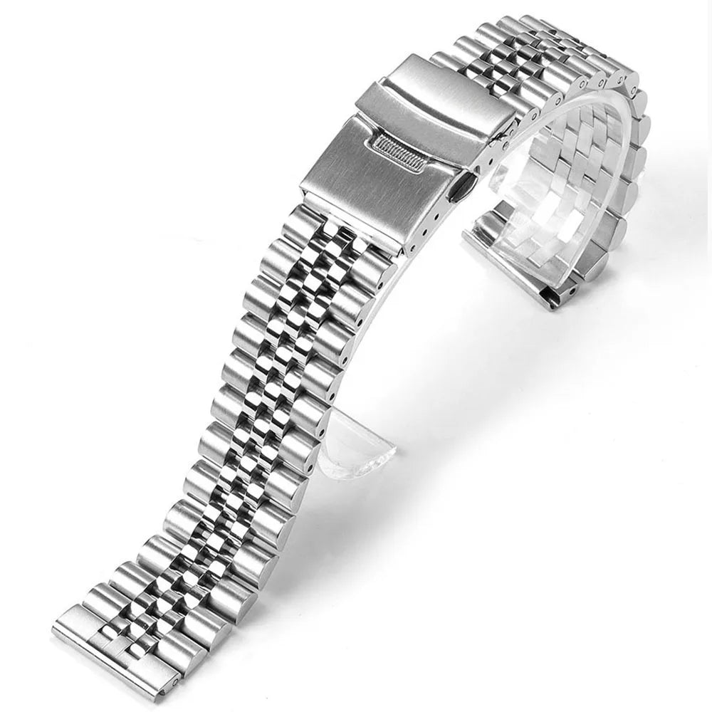Bracelet en acier inoxydable massif pour hommes, 18mm 19mm 20mm 21mm 22mm 24mm, pour Seiko SKX pour Bracelet jubilé, extrémité incurvée, accessoires de montre