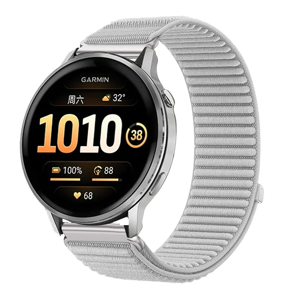 Cinturino in nylon da 20 mm 22 mm per Garmin Forerunner 255 265 970 165 55/Active 6 5, Correa Garmin Venu 4 3 45 mm/Vivoactive 5
