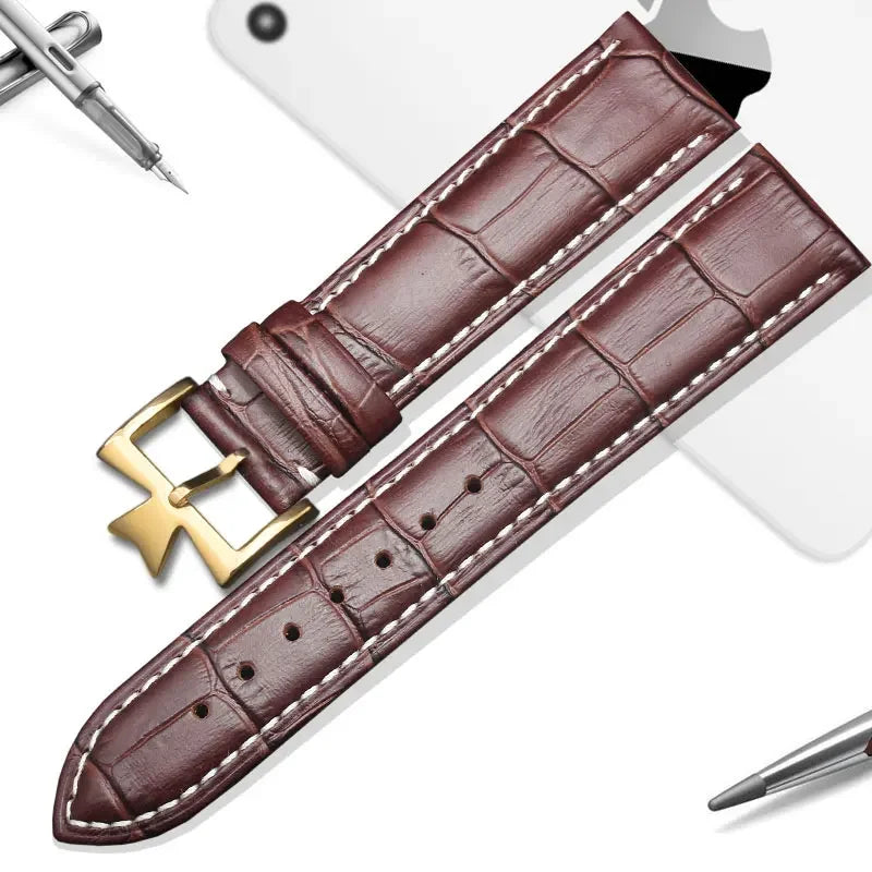 Cinturino universale in pelle da uomo, cinturino con motivo coccodrillo, primo strato, VachAndervc Constantin Heritage, 19mm, 21mm
