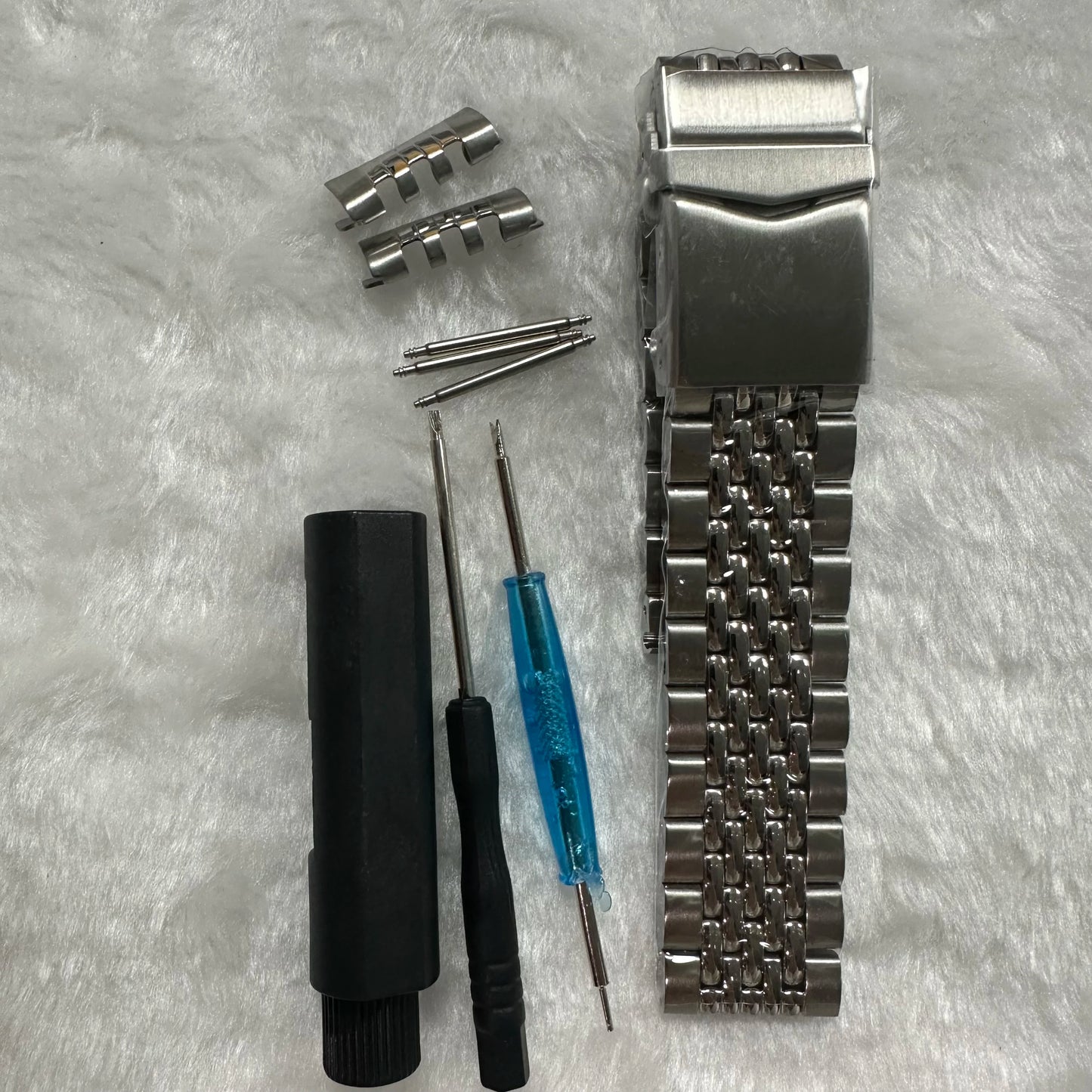 20 22 mm 316L Bracelet en acier inoxydable massif, perles plates incurvées réglables de riz, Bracelet de montre adapté au Bracelet universel Seiko SKX