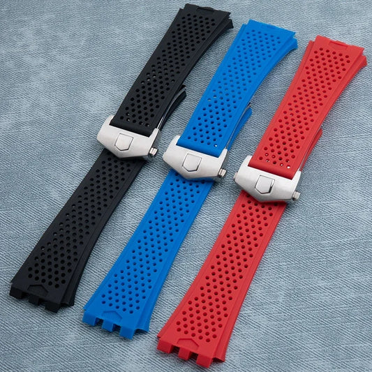 Hochwertiges weiches Silikon-Uhrenarmband für TAG HEUER Carrera-Serie, konkave und konvexe Schnittstelle, 28x22 mm