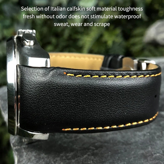 22mm 23mm 24mm Genuine Leather Watch Strap for Tissot T 035617 T035 Watch Band Black Cowhide Butterfly Clasp Men's Straps