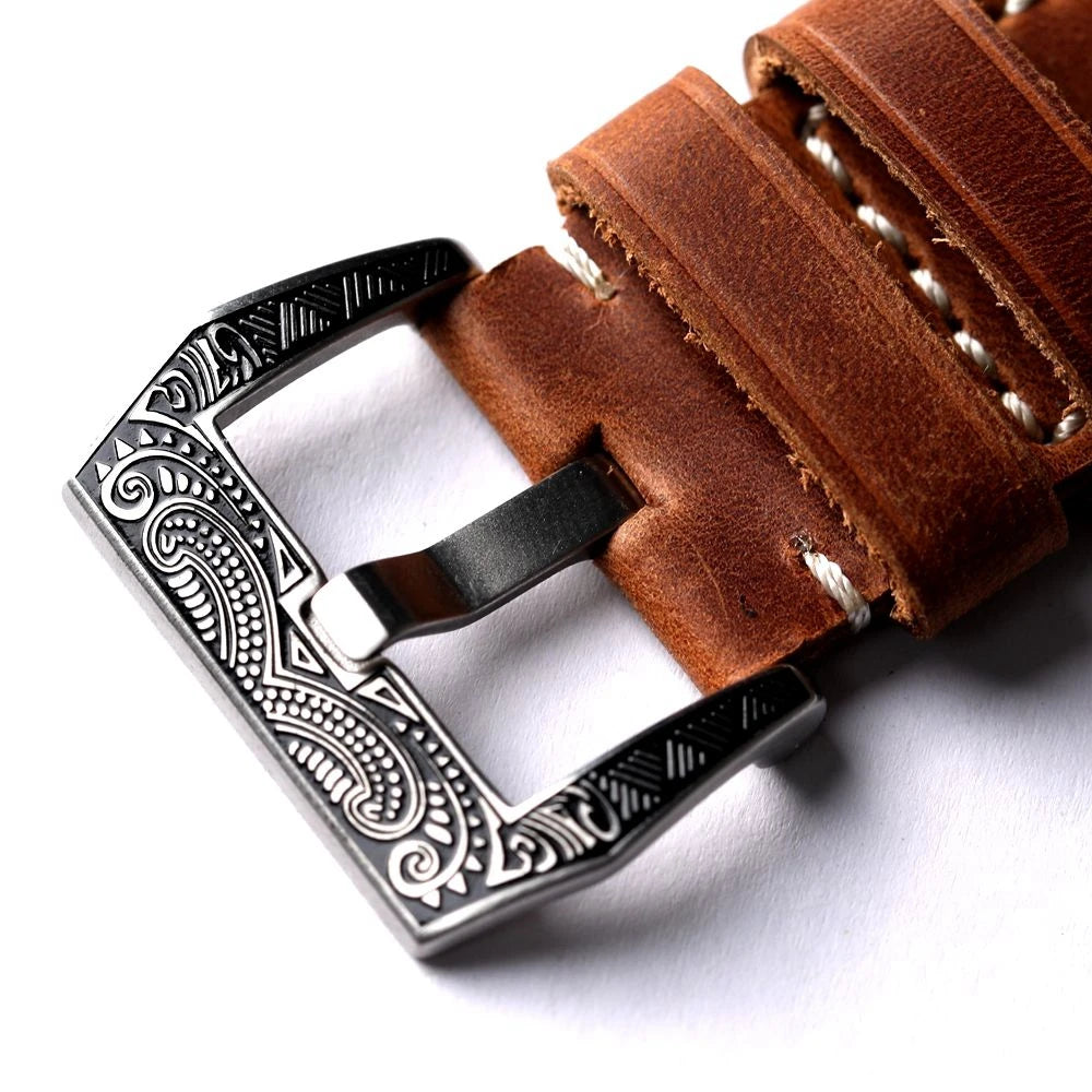 Embossed clasp, 304 stainless steel clasp, 20MM 22MM 24MM 26MM carved Maya inscription clasp, genuine leather bracelet accessory