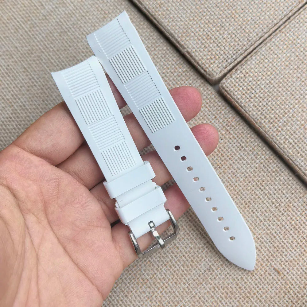 Bracelet de montre 20mm 22mm à extrémité incurvée, adapté aux montres à quartz Omega Rolex pour hommes, accessoires, bracelet en caoutchouc FKM, fluoroélastomère, multicolore, tendance