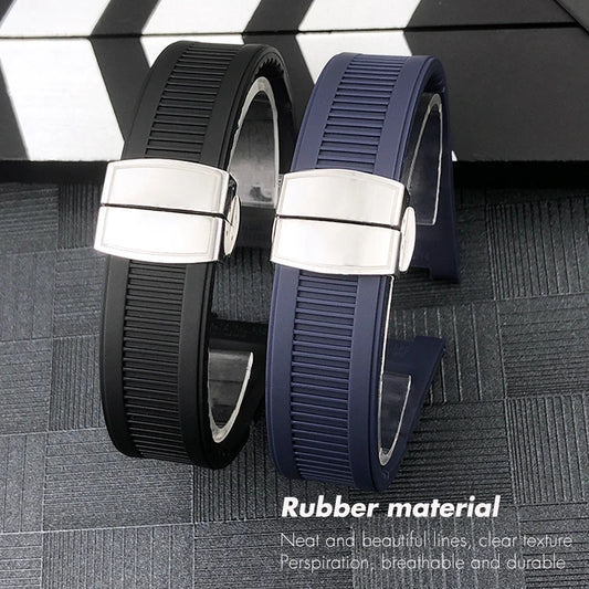 Cinturino per orologio in gomma e silicone, forma concava, 25 mm 13 mm, adatto per PATEK PHILIPPE Nautilus PP, nero, blu, marrone, chiusura deployante