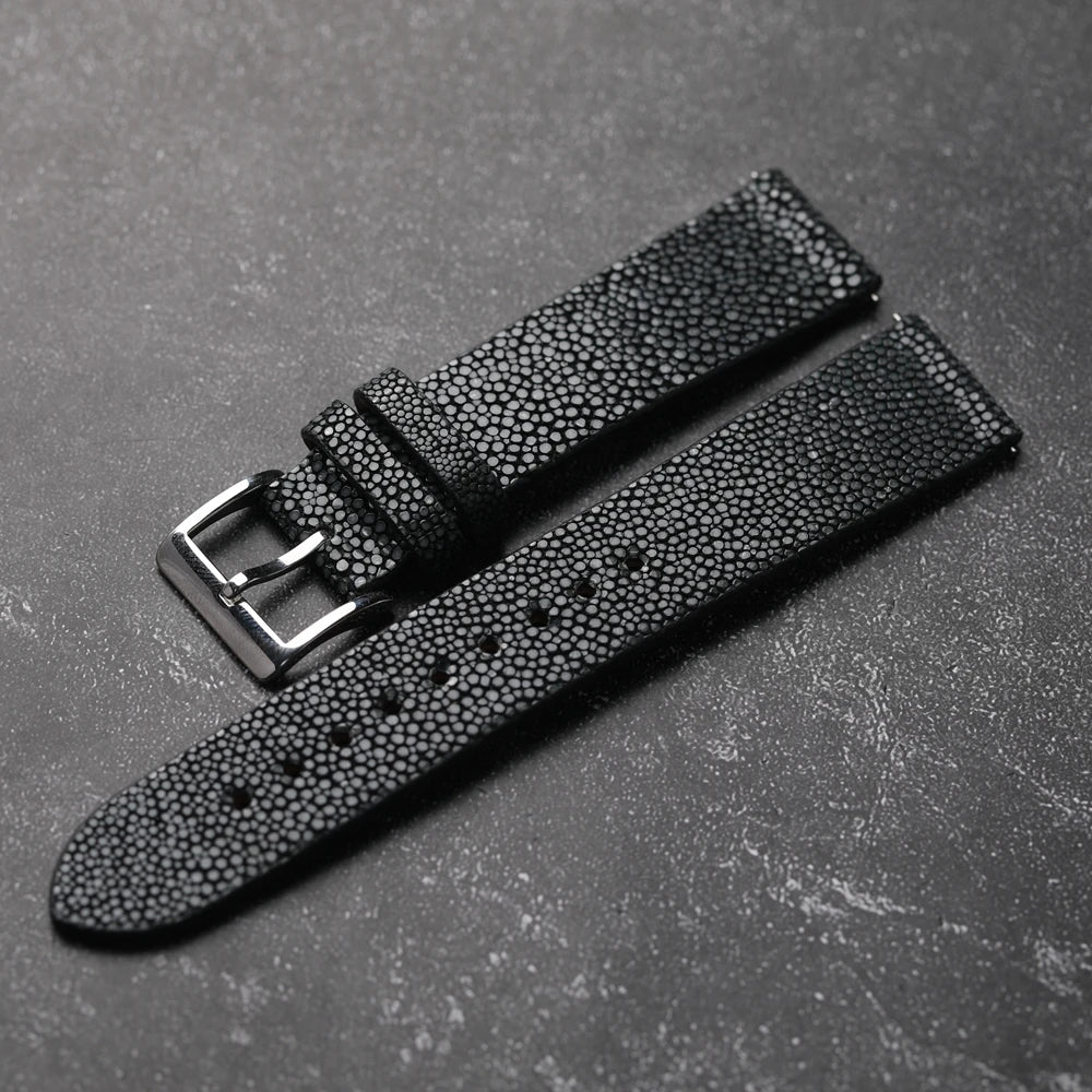 Cinturino per orologio in pelle di pesce perlata fatto a mano, 18MM 19MM 20MM 21MM 22MM, nero, blu, verde