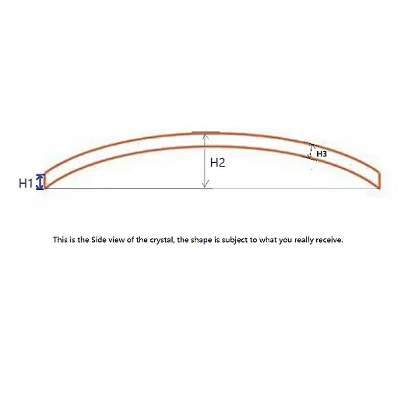 Double-domed round crystal watch glass, 2.0mm thick edge, 30mm to 38.5mm, for watchmakers