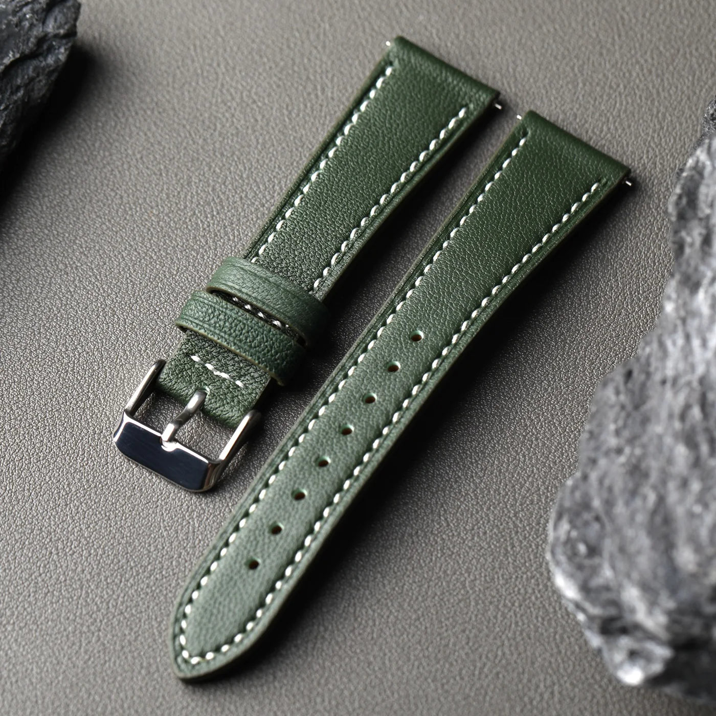 High-End French Goatskin Leather Strap 18 19 20 21 22MM Teal Quick Release, Soft Strap Compatible with GT5 6 41mm 46mm Vintage