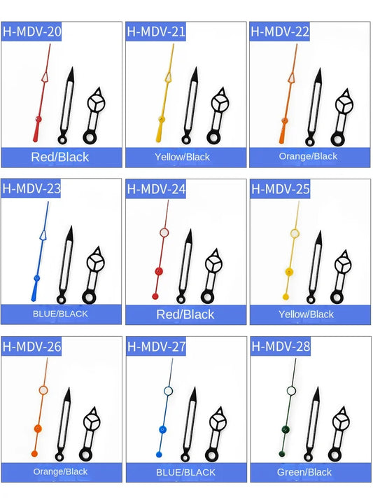 Aiguilles de montre MDV-106 lumineuses pour Casio Marlin/Duro Miyota 2115 MDV 106, aiguilles de montre noires/argentées/dorées, heures, minutes, secondes