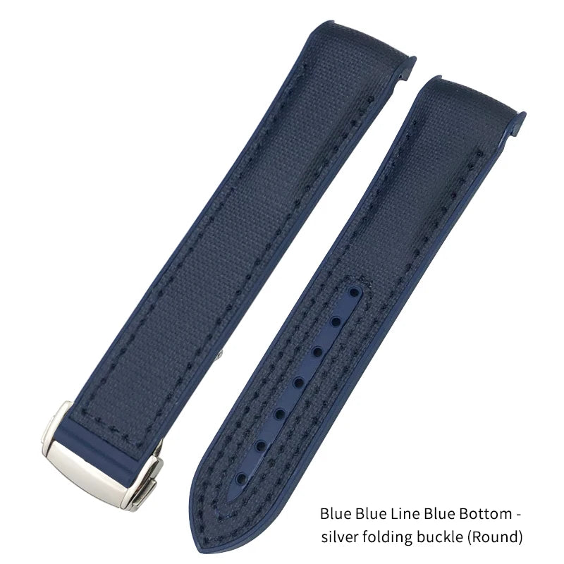Nuovo cinturino per orologio bicolore adatto per Omega Planet Ocean Seamaster in gomma silicone nylon pelle cinturino per orologio 19mm 20mm 21mm 22mm