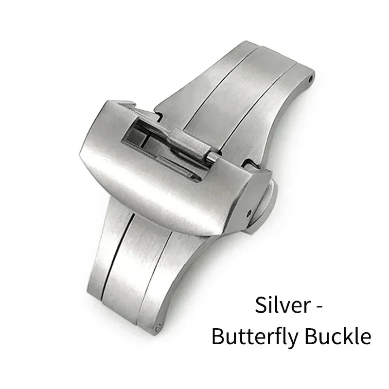 Boucle papillon en acier inoxydable, fermoir pliant pour Panerai, bouton de déploiement argent noir pour bracelet de montre en caoutchouc, 22mm 20mm