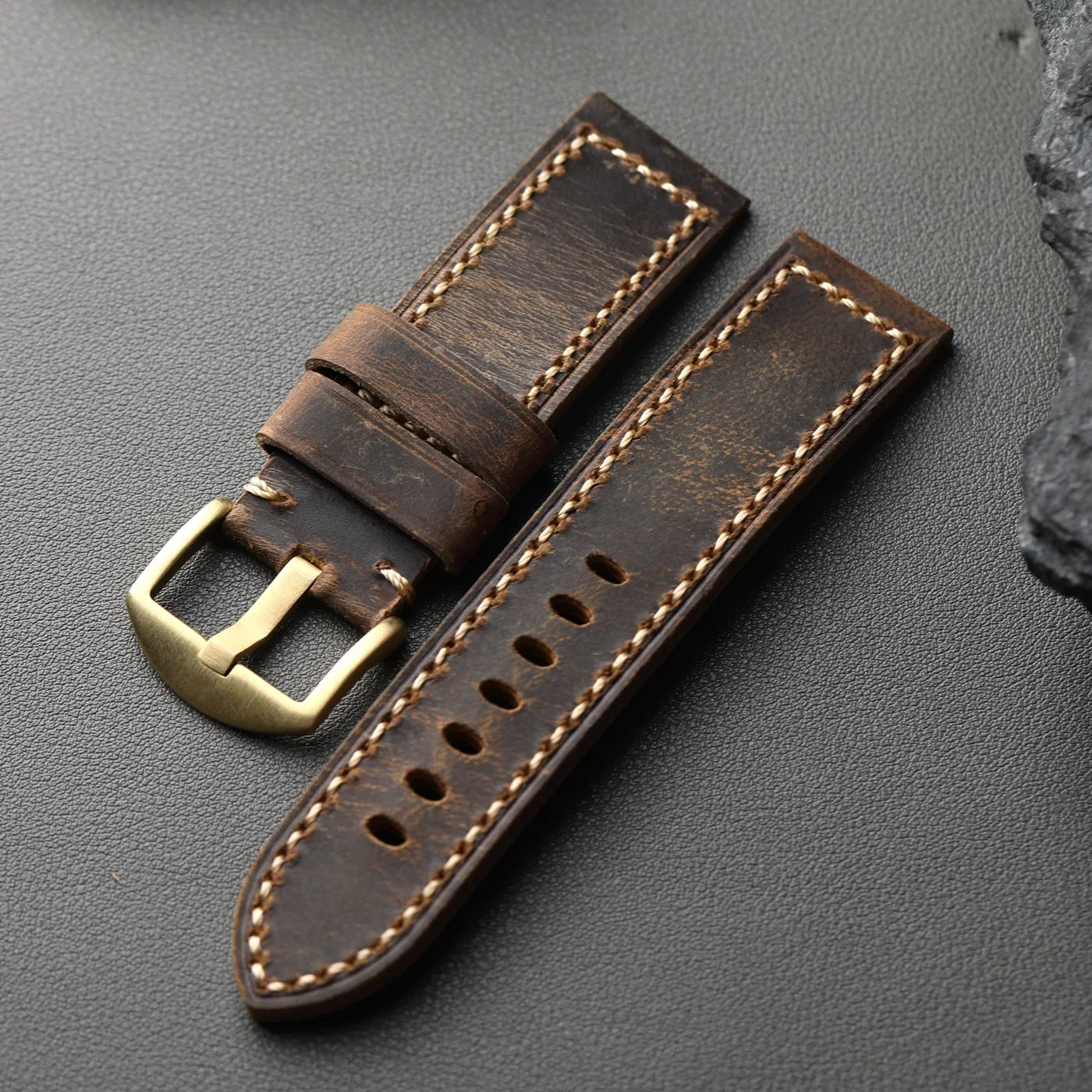 Cinturino in vera pelle di alta qualità, cinturino in bronzo, 20 22 23 24 26MM, cinturino spesso in pelle bovina da uomo, strato superiore italiano