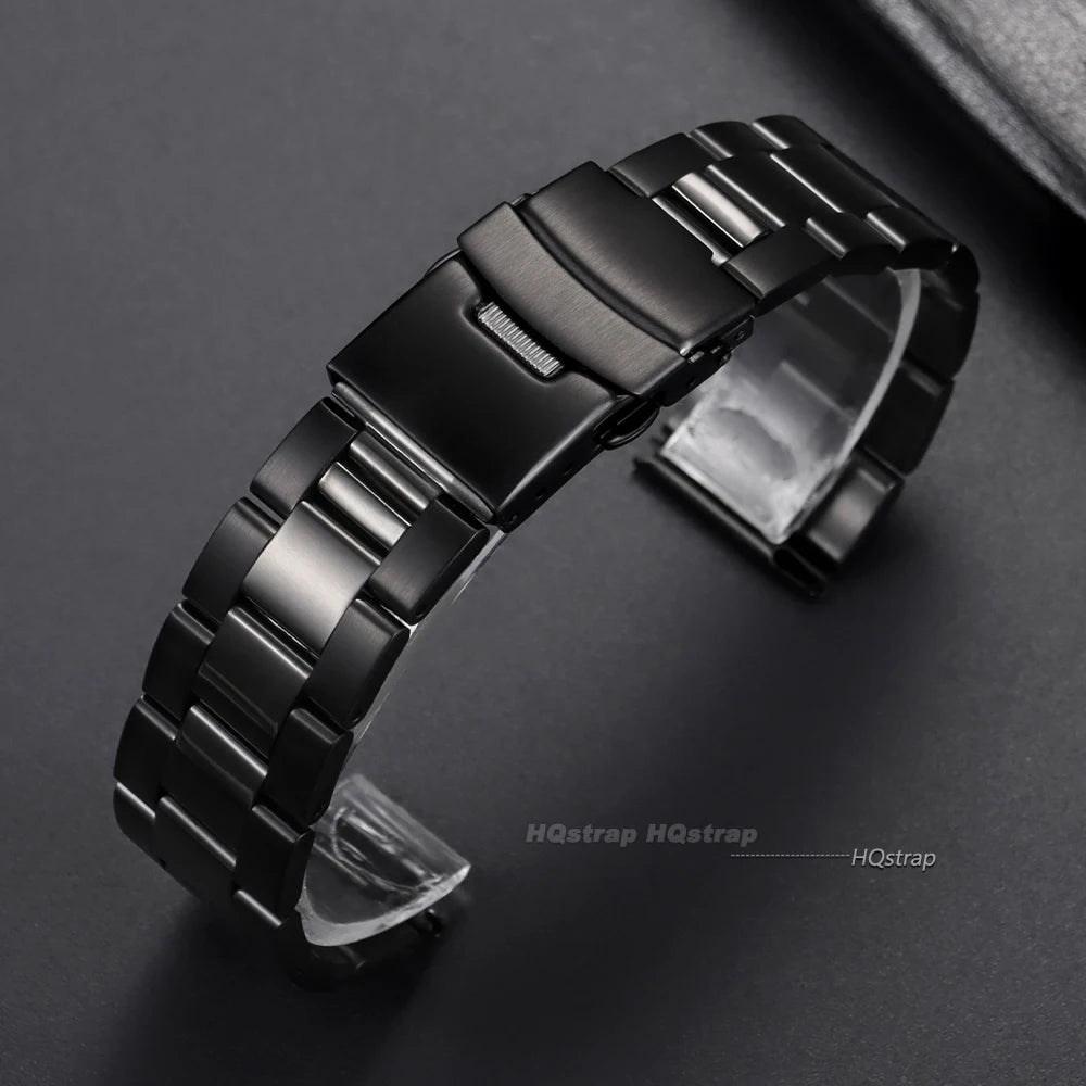 All stainless steel watch bracelet, 20mm 22mm 24mm 26mm 28mm, for Oyster diving, universal flat end watch strap