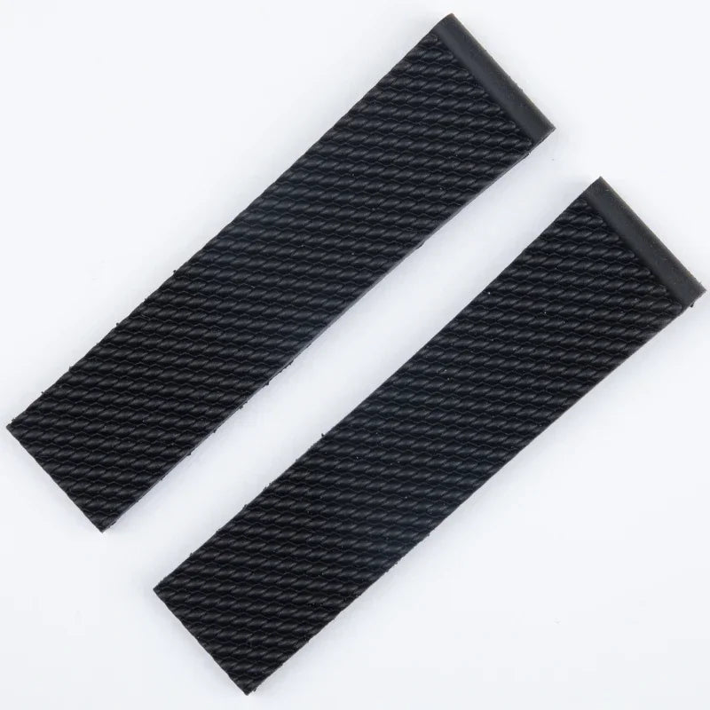 Braided natural soft rubber watch strap for Breitling Avenger Superocean Tudor, for Longines Seiko, 22mm, 24mm