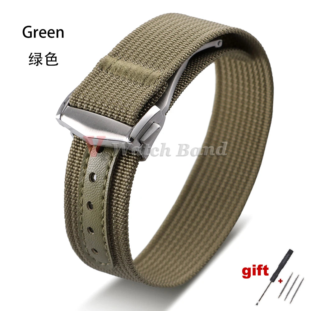 Pour Omega pour Swatch pour Moonswatch toile Nylon bracelet de montre 20mm pour Seiko Sport bracelet de montre étanche boucle pliante brossée