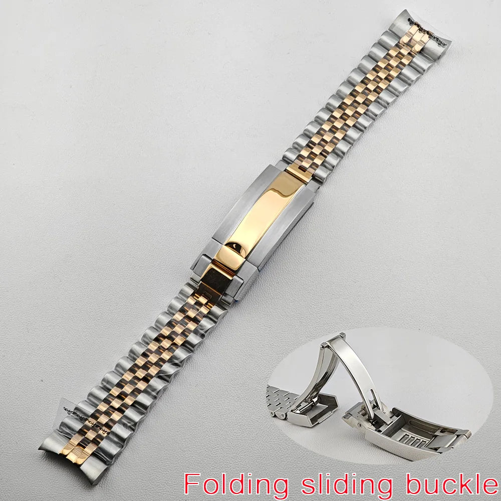 Cinturino in acciaio da 20 mm - cinturino di ricambio per orologio da uomo accessorio argento/nero, adatto per cassa GMT, con fibbia pieghevole scorrevole