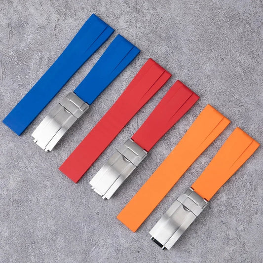 CTS Fluoro Rubber Watch Strap, 19/20/21/22mm, for Omega IWC Seiko Mido Longines CITIZEN Tudor Rolex Breitling, FKM Folding Buckle