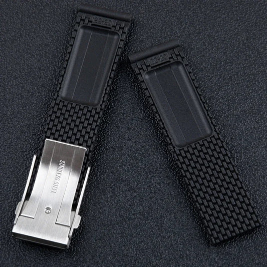 Soft Braided Rubber Watch Strap, 22mm 24mm, for Breitling Superocean Heritage Avenge Challenger, Tudor/Huawei Strap
