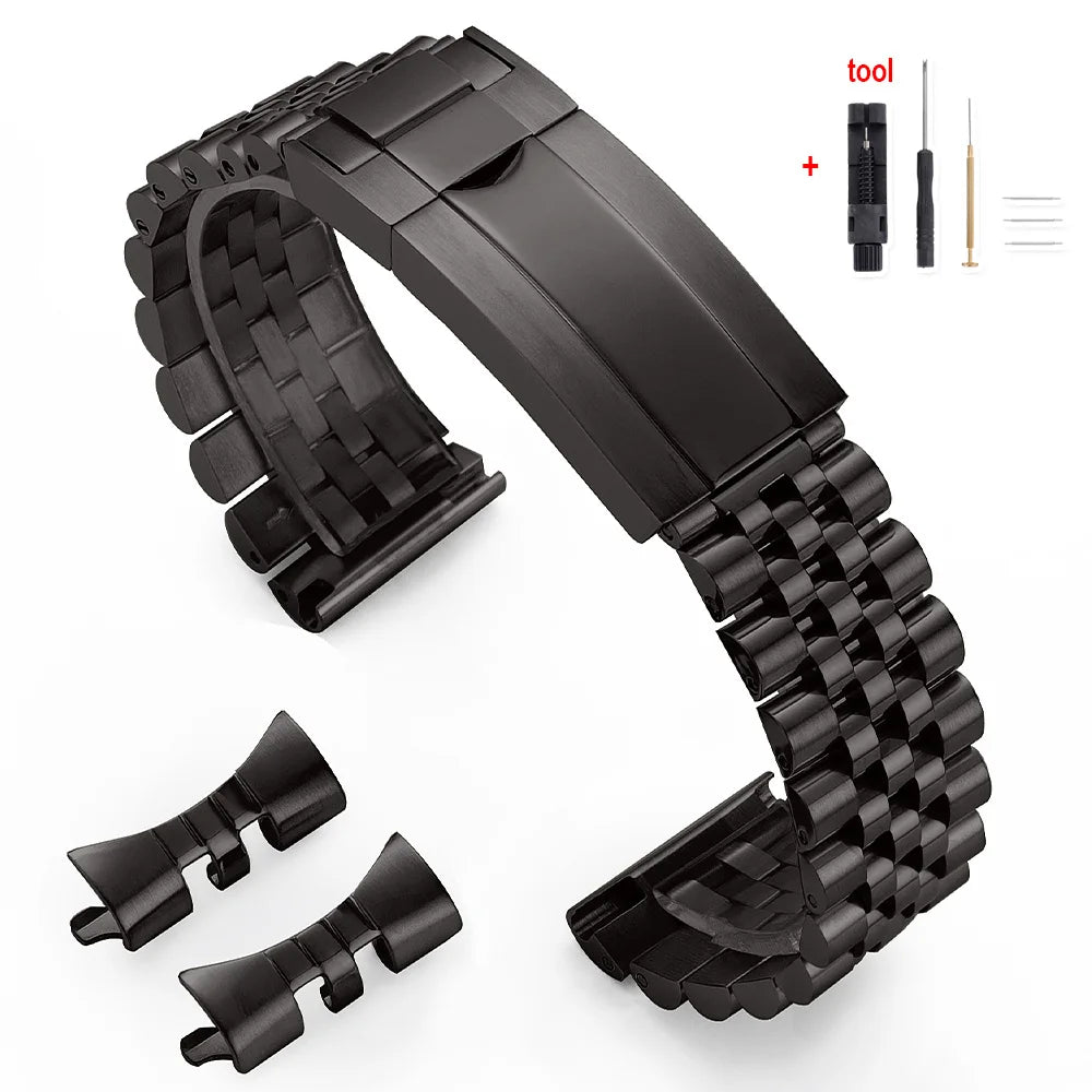 Cinturino di lusso curvo per Rolex, accessori per bracciali Jubilee, cinturino in acciaio inossidabile da 20mm 21mm 22mm, cintura in metallo
