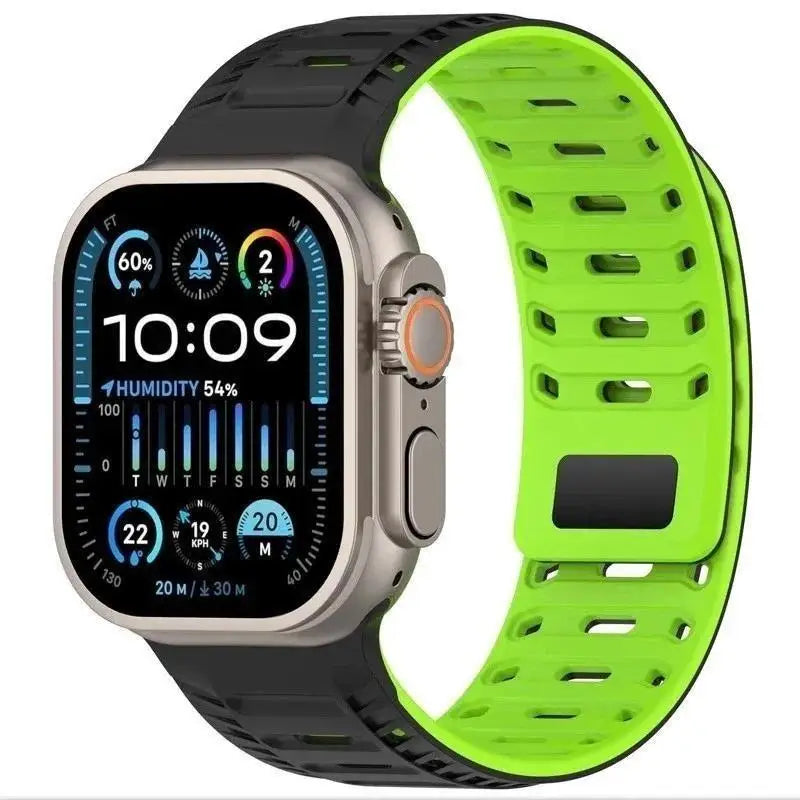 Silicone Band with Magnetic Metal Clasp for Apple Watch Ultra 3 Ultra 2 S11/10/8/7 49mm 45 44 42 41mm