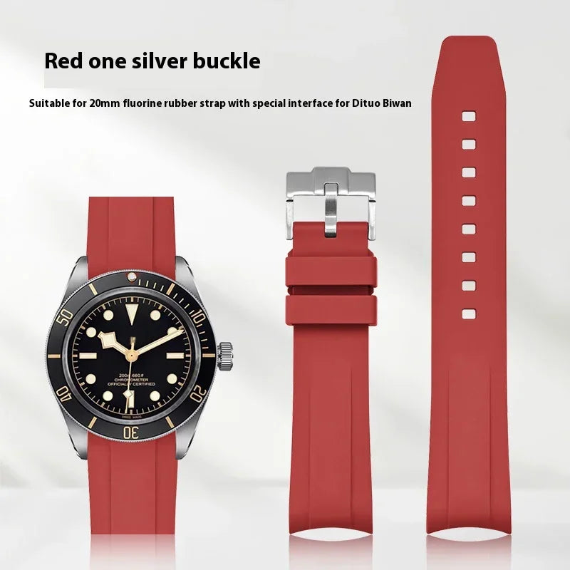 Bracelet pour Rolex Submariner en caoutchouc FKM - 20mm, extrémité incurvée