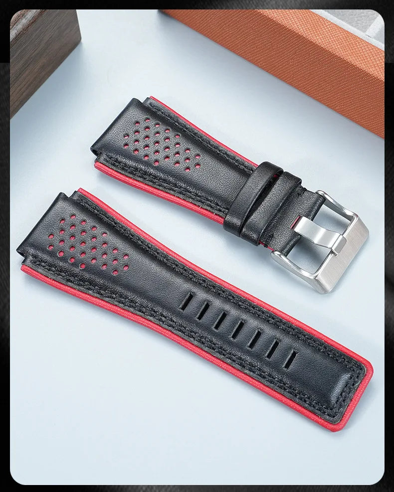 Pour Bell Ross B & R BR01 BR03 bracelet de montre en cuir véritable souple de haute qualité BR convexe 24mm peau de vache hommes bracelet de montre accessoires
