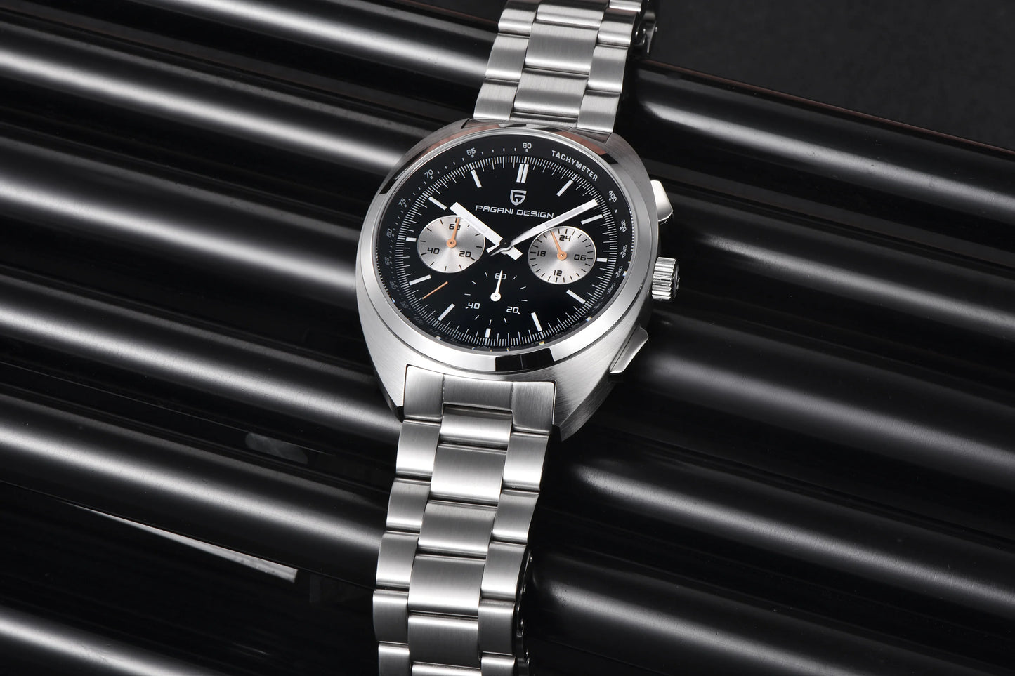 Orologio da uomo 39 mm Cronografo al quarzo - PAGANI DS Panda Dial VK63 Sapphire Sport