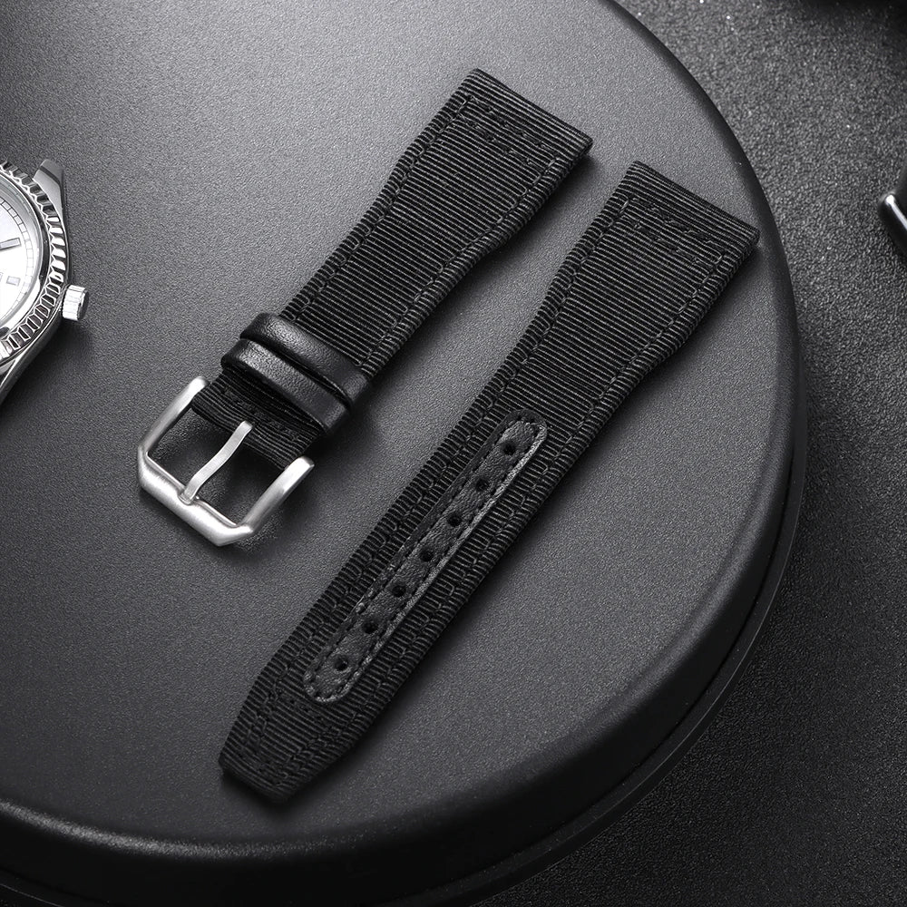 Nylon-Canvas-Uhrenarmband für IWC-Piloten, 20 mm 21 mm 22 mm, wasserdicht, Sport, Rindsleder-Armband für Damen und Herren