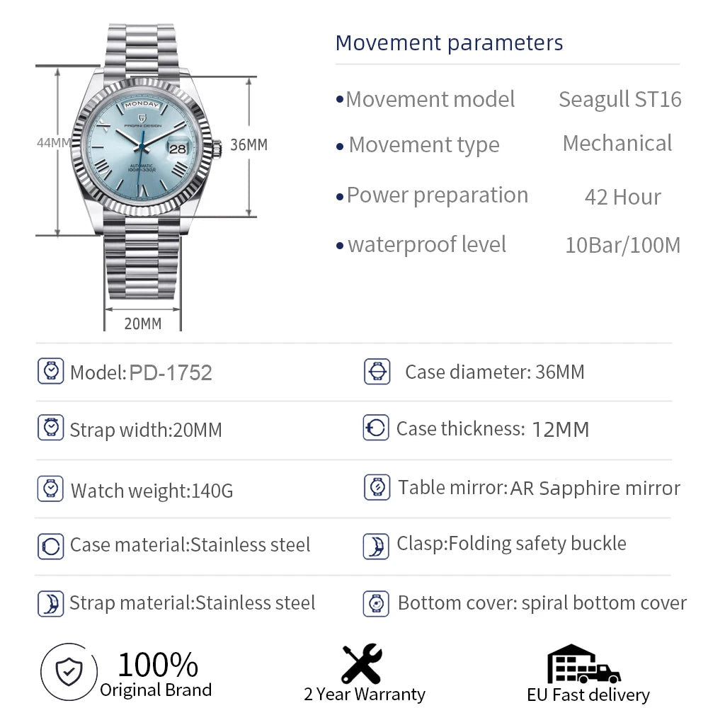 Orologio automatico da uomo da 36 mm - PAGANI DS DD36