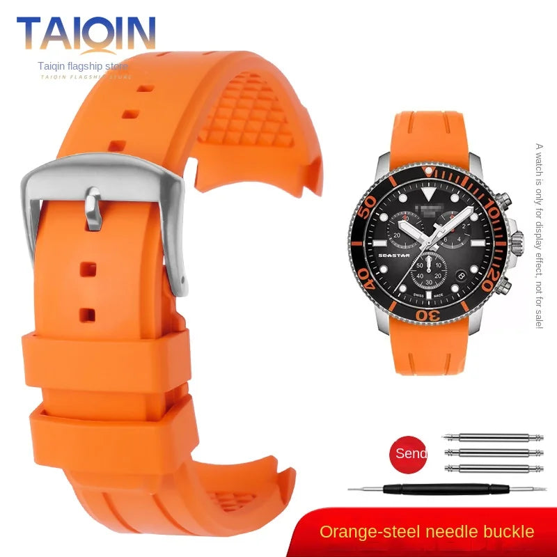 Bracelet de montre en caoutchouc FKM incurvé de haute qualité, 20 22mm, pour seiko rolex tudor Tissot, bracelet de montre pour hommes, fermoir papillon