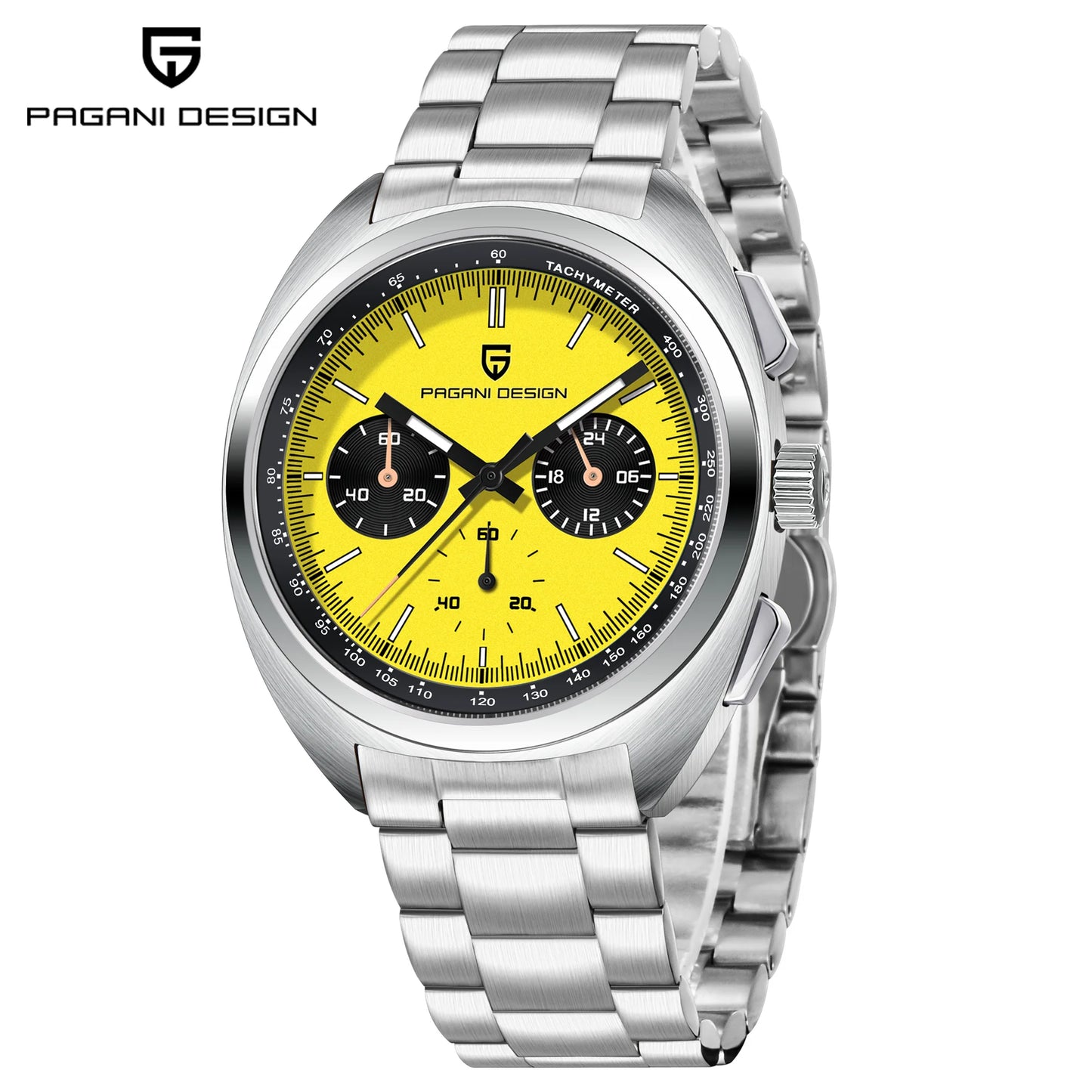 Orologio da uomo 39 mm Cronografo al quarzo - PAGANI DS Panda Dial VK63 Sapphire Sport