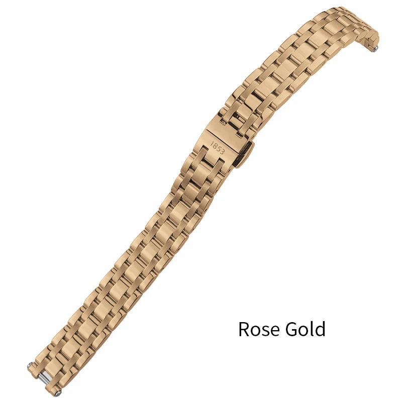 Cinturino per orologio in acciaio inossidabile, chiusura a farfalla, oro rosa, 12mm, SION L, T126, Tissot, Bellissima, Small Lady, T126010, 26mm