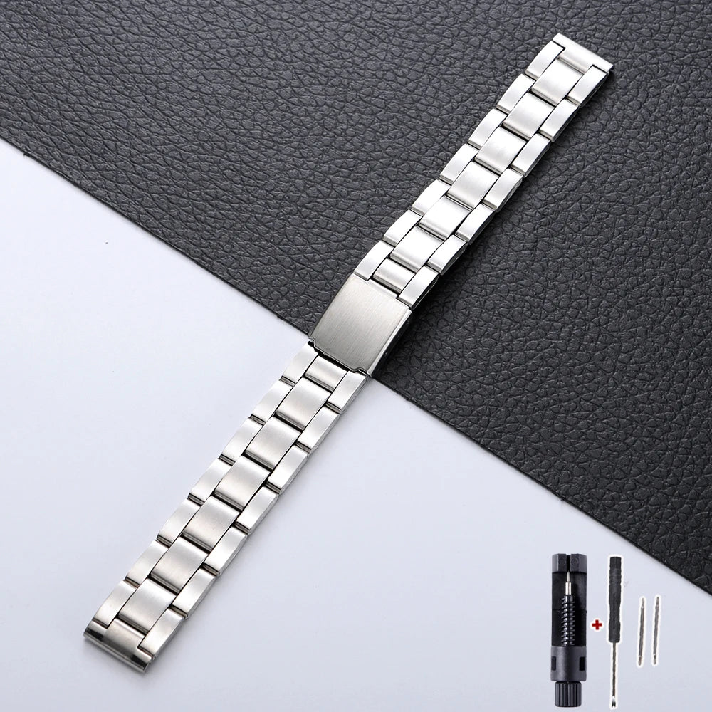 Bracciale universale in metallo, 14mm, 16mm, 18mm, 20mm, 22mm, cinturino per orologio in acciaio per Seiko, Omega, fibbia deployante, accessori da uomo