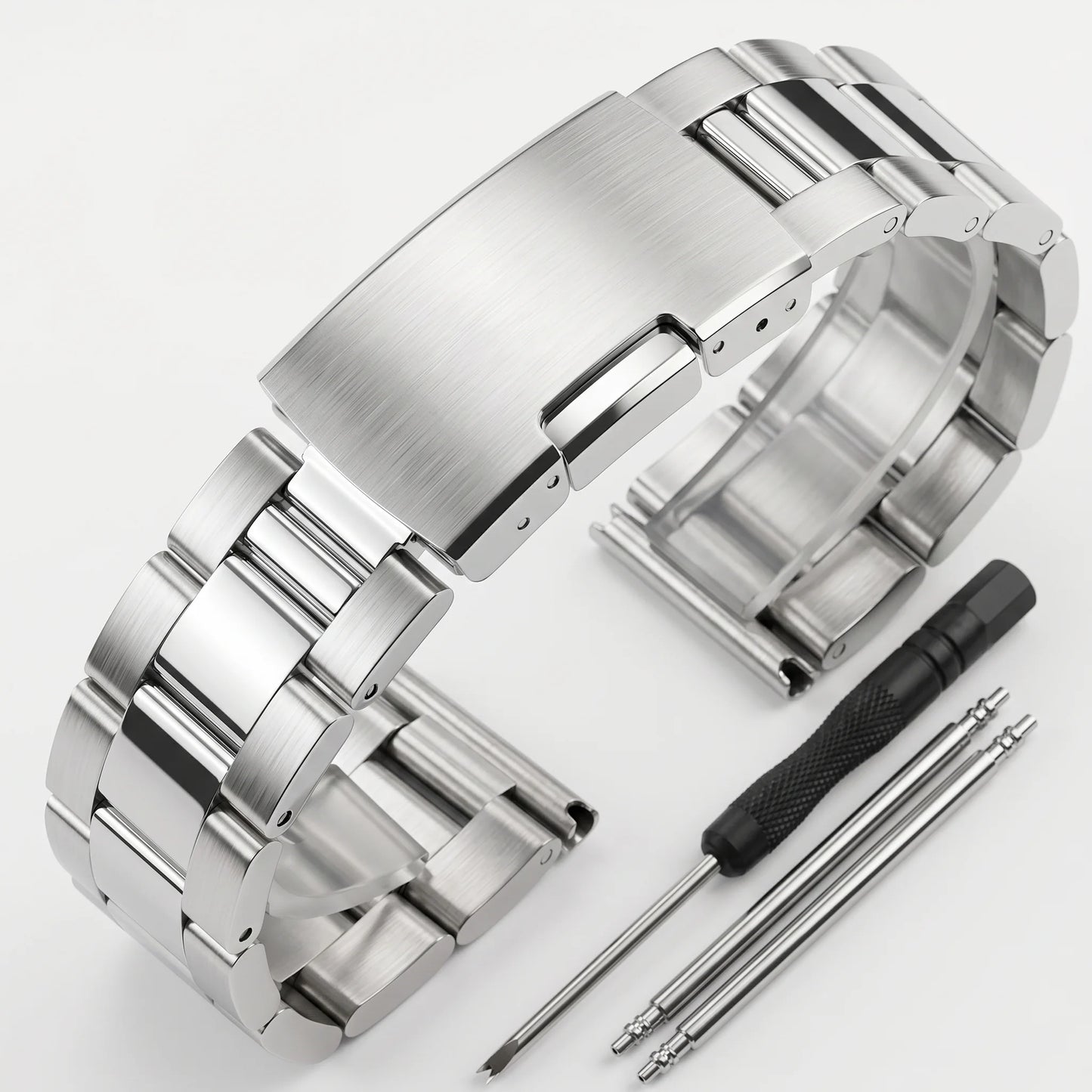 Bracelet de montre universel en acier inoxydable massif, 18, 20, 22, 24mm, extrémité droite, bracelet en métal, bracelet de remplacement pour hommes