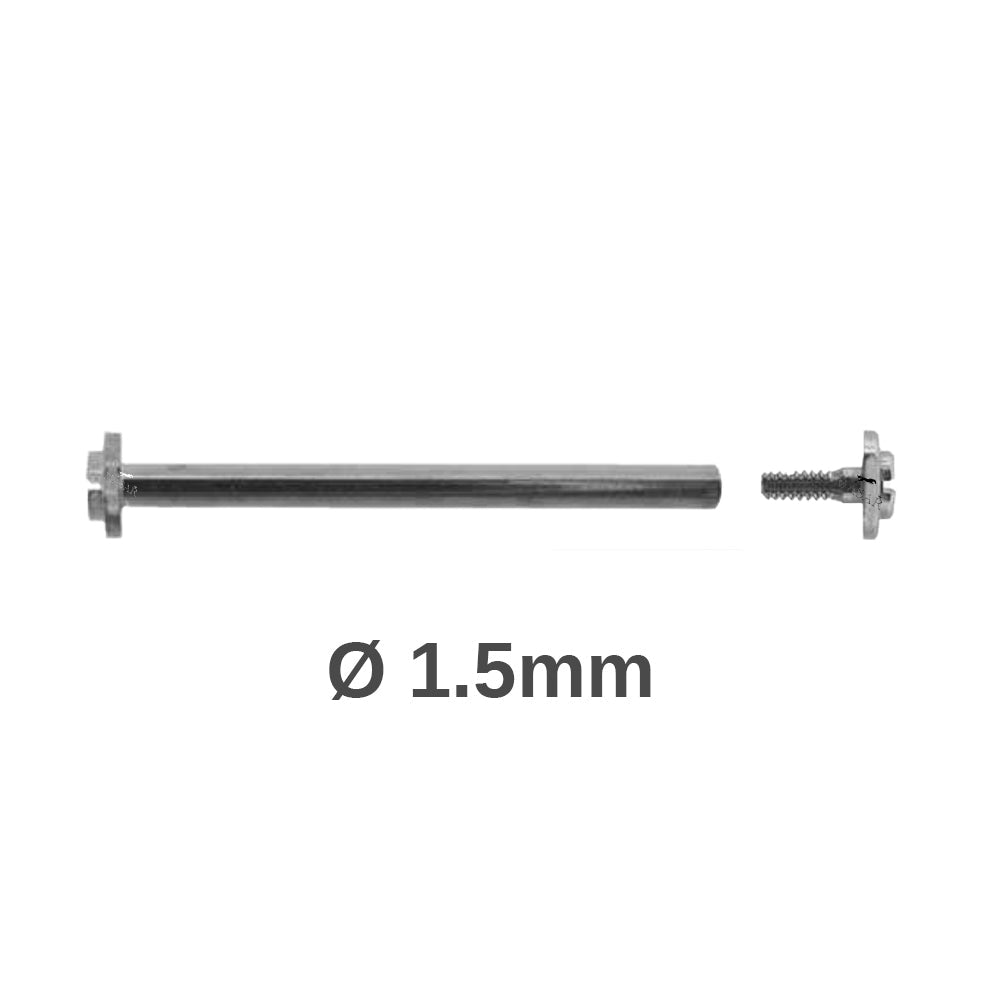 Tornillo Ø 1,5 mm Plata – Barra de tornillo para correa de reloj - Cabeza H Ø 3,0 mm - 10 mm a 30 mm - 2 piezas